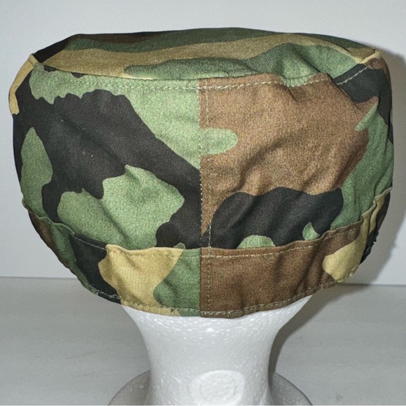 Late 80s US Military Issue Woodland Camo BDU Cap, Sz 7-3/8 - Picture 7 of 13